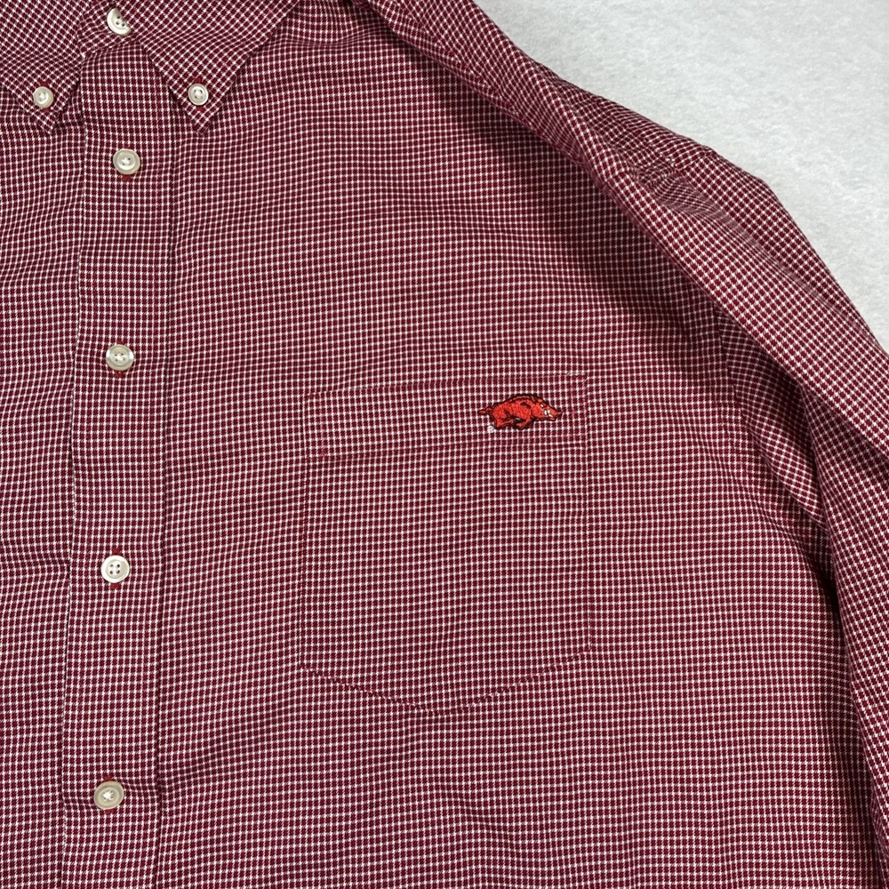Arkansas Razorback Collection Cotton Button Down Long Sleeve Red Plaid 3XL - Picture 4 of 10
